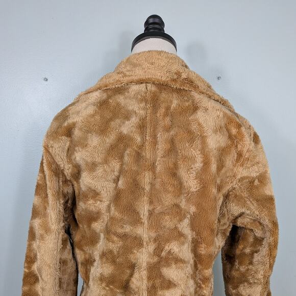 Charlotte Russe Faux Fur Coat Jacket L Tan Brown Vintage Y2K Retro Teddy Glam - Picture 7 of 11